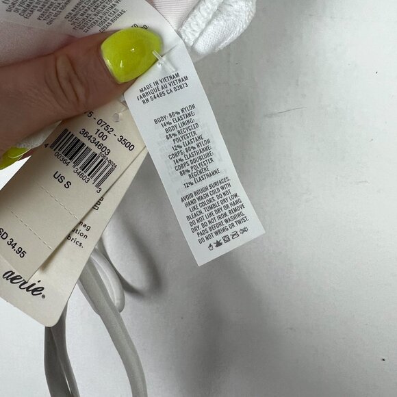 NWT Aerie Perky Triangle Bikini Top Embroidered Floral Ruffle White Size Small S - Picture 9 of 9